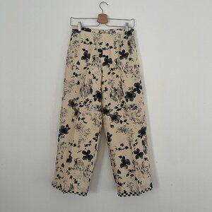 Floral Silk Cropped Slacks